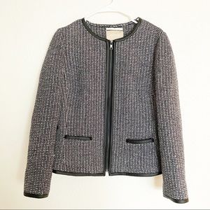 Banana Republic Leather Trim Tweed Blazer Tall 12